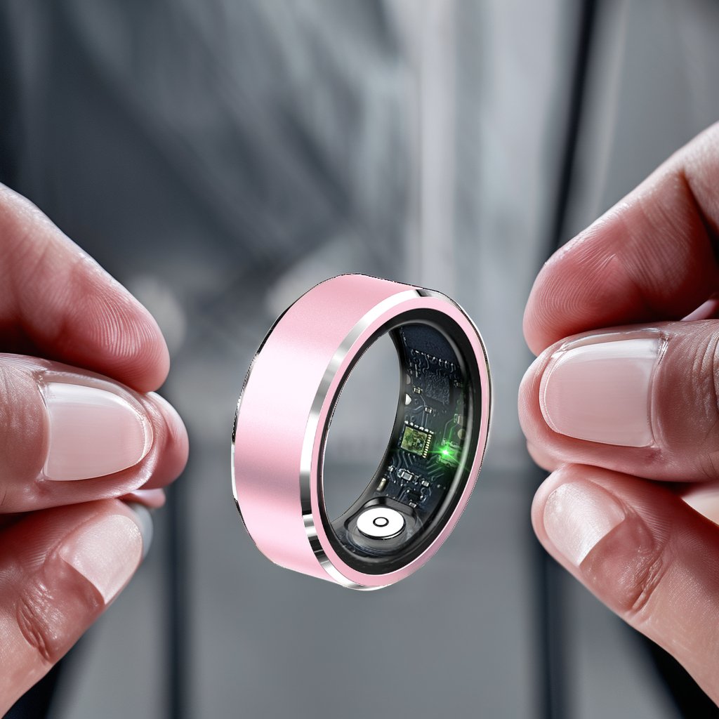 2024 New Pink Smart Ring Fitness Tracker Smart Touch for Women with Remote Function Heart Rate Blood Oxygen Sleep Monitor
